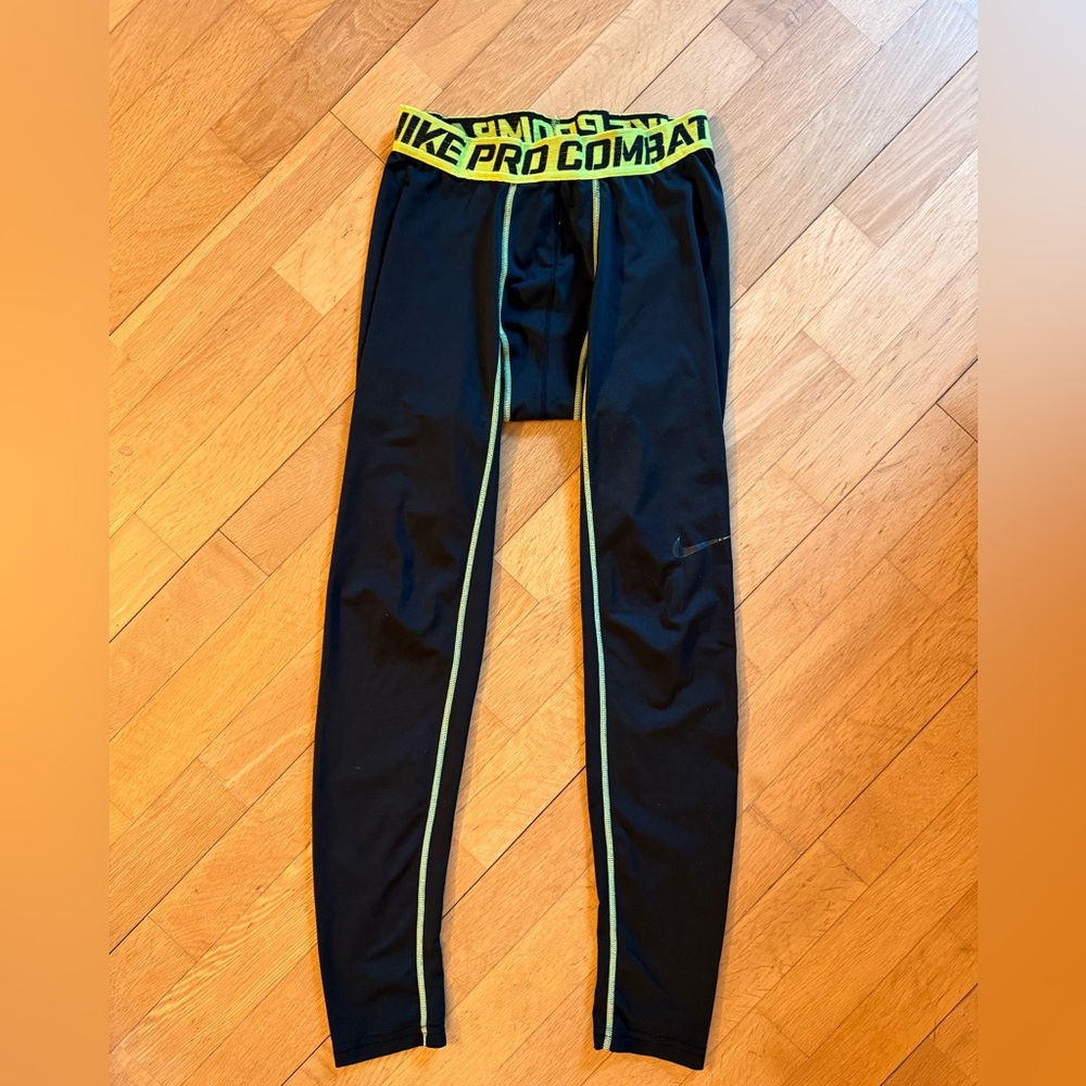 Nike Pro Combat Black and Yellow Compression Pants